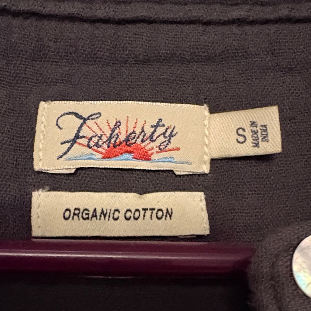 Faherty Charcoal Button-Up Blouse - image 2